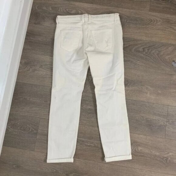 Current Elliott the Fling White Tattered Jeans Straight leg Boyfriend Size 26 - Picture 10 of 13